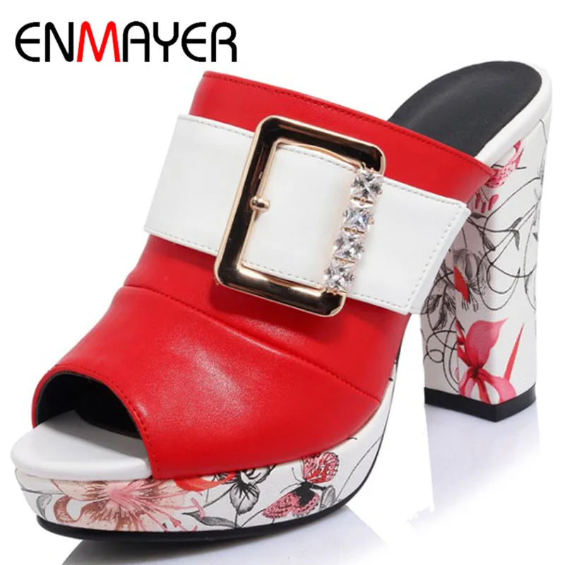 

ENMAYER Sexy Red High Heels White Shoes Woman Peep Toe EVA Summer Sandals Plus Size 34-42 Party Shoes in Womens Sandals Shoe