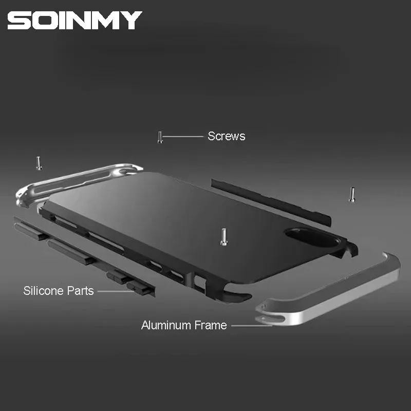 المعادن صدمات حقيبة لهاتف أي فون xs ماكس حالة الألومنيوم الإطار الصلب PC كوكه تغطية ل iphone 5 5s 6 6s 7 8 زائد x Xr Xs ماكس fundas