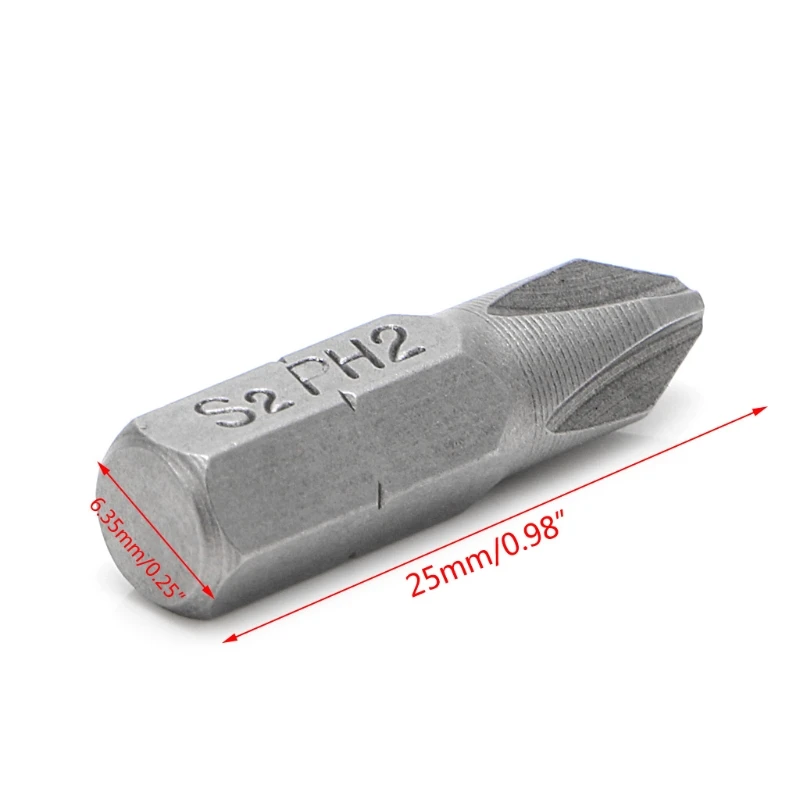 10 Pcs S2 Steel Screwdriver Bits 25mm Hex Shank Torque PH2 Antislip Magnetic for car accessories