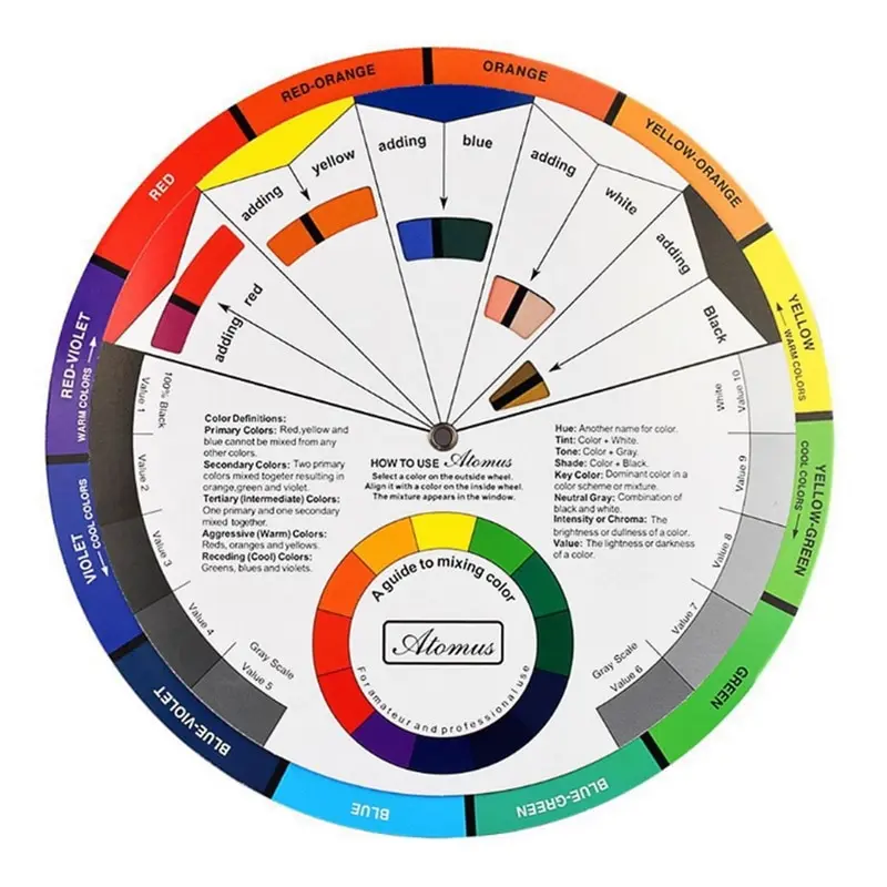 

Professional Tattoo Pigment Nail 12color Wheel Card Paper Supplies Design Threetier Round Mix The Central Circle Rotates Eyebrow