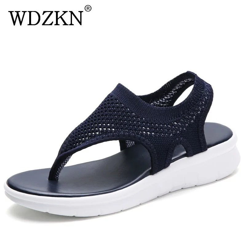 

WDZKN Summer Women Sandals 2019 Female Shoes Comfortable Weave Thong Casual Flat Sandals Women Cute Slingback Platform Sandals