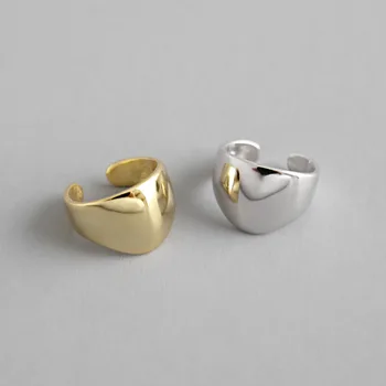 

Real 925 sterling silver smooth clip on earrings for women ear cuff, simple gold color clip earrings without piercing jewelry