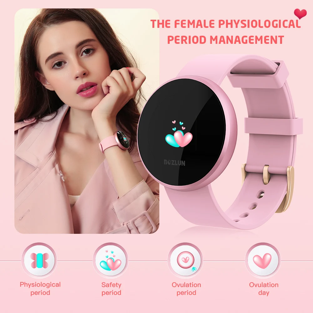 

Fashion Women Smart Digital Watch Female Period Reminder HeartRate Waterproof Watches Colories Step Beauty Wristwatch B36