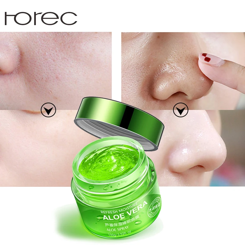 

ROREC Aloe Vera Sleep Face Mask Shrink Pores Hyaluronic Acid Moisturizing Blackhead Remover Oil Control Plant Mask Skin Care