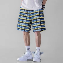 Для мужчин летние пляжные шорты мода полосой печати джоггеры треники мужской уличной хип хоп Свободное длинное платье с длинными рукавами спортивные шаровары