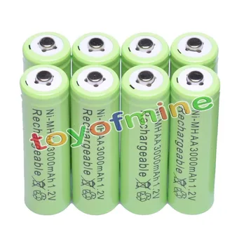 

8x AA 3000mAh 2A 1.2 V Ni-MH Green Rechargeable Battery Cell for MP3 RC Toys