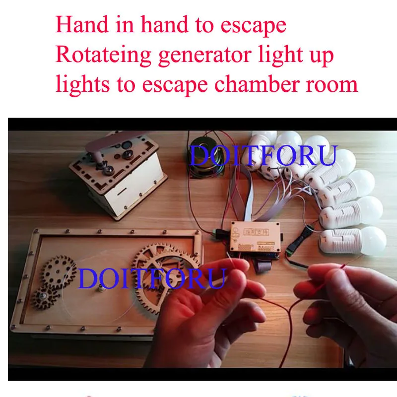 

Manual generator or hand in hand to lighting up led lights rotate the wheel gear escape chamber room takagism fashion games prop