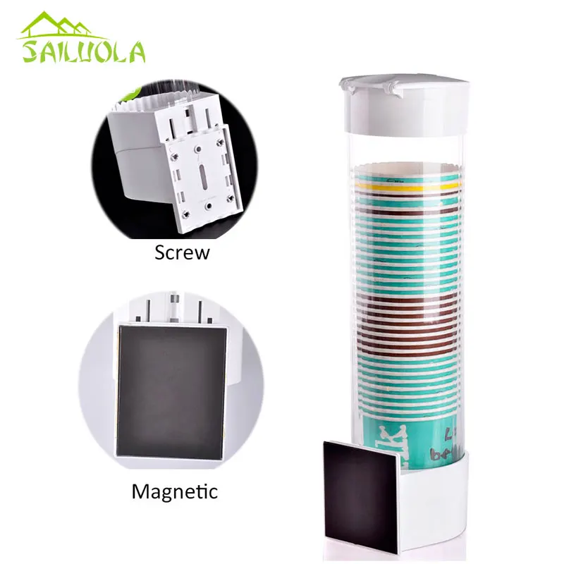 

Newest Big Size Plastic Automatic disposable paper cups Dispenser Cup storage holder Magnetic Attachment For 7-9.3cm Cup