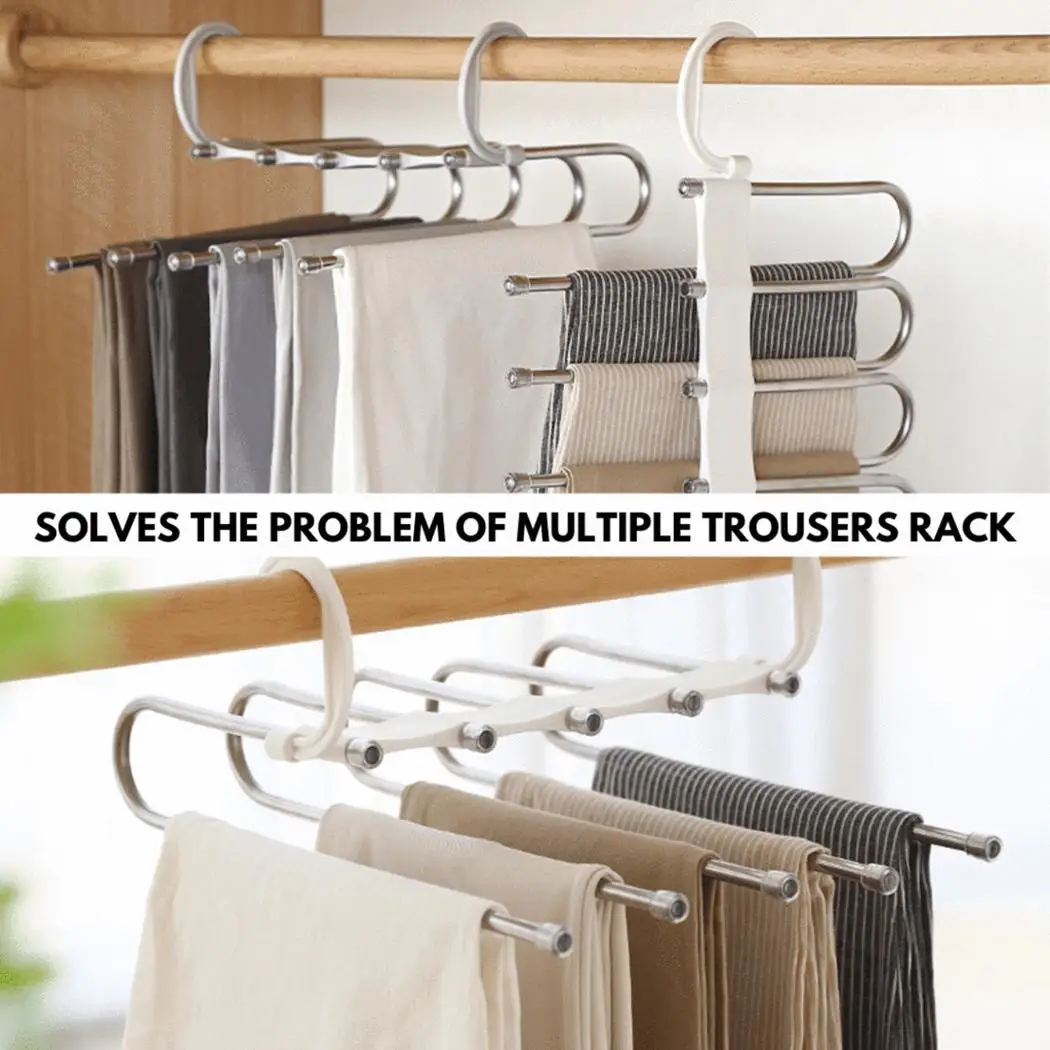 1Pcs Folding Hanger Clothes Storage Rack Trouser Pants Ties Scarf Shawl Drying Closet Organizer White Metal | Дом и сад