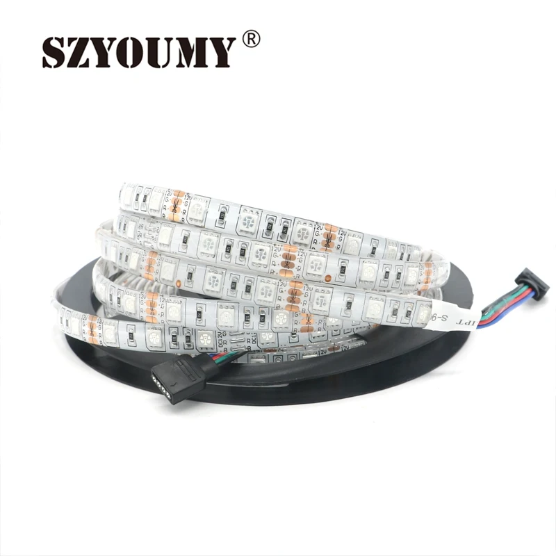 SZYOUMY RGB 5050 SMD 300 светодиодов 500 см Водонепроницаемый IP65 гибкие светодиодные полосы света 60 светодиодов/метр DC 12 V Сменные Цвет 200 м