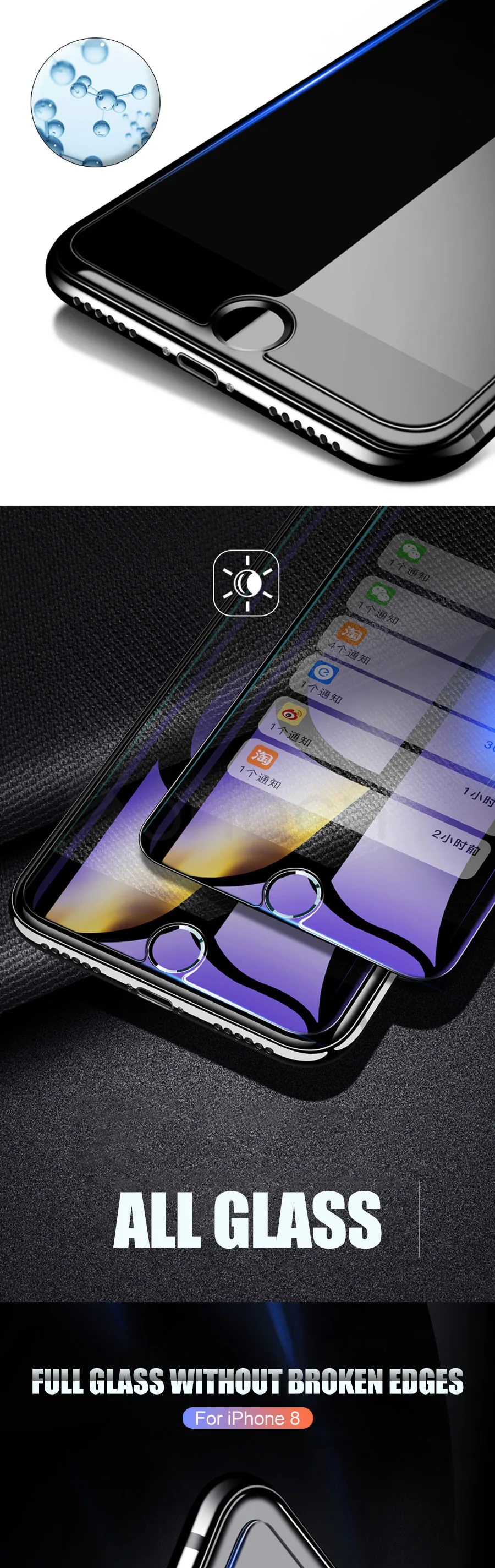 9H 3D Premium Screen Protector For iPhone 8 7 6 6s Plus 5 5s SE Safety Protective Tempered Glass For iPhone X XR XS Max Film