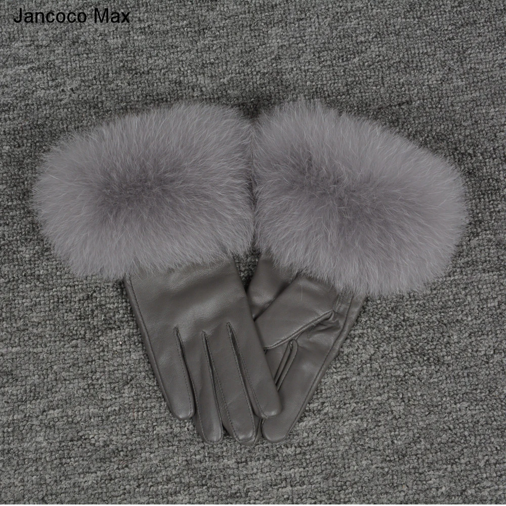 2019 Новое поступление перчатки из натуральной кожи натуральной овчины и Лисий Мех Прихватки для мангала Женская мода стиль высокое