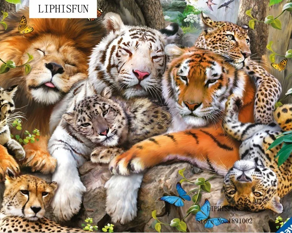 Free Shipping! Hot Sale Three Animal Embroidery 5D Diy Diamond Painting Resin Rhinestone Pasted Violet Moonlight Shadow | Дом и сад