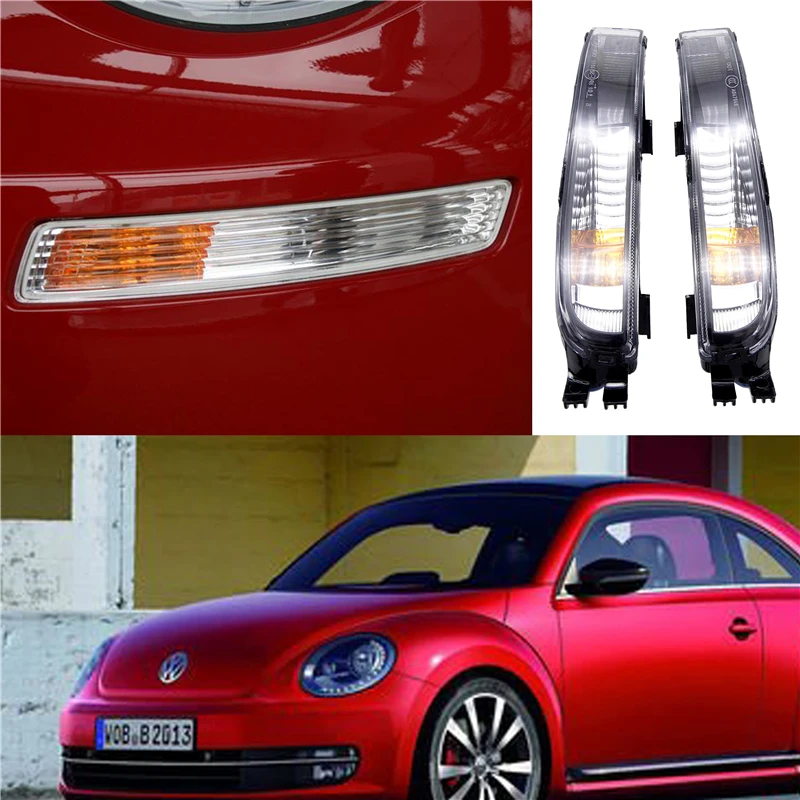Автомобильная проблесковая 1 пара дневные ходовые огни для Volkswagen Beetle 2011 2012 2013 светодиодный DRL Дневной Бег светильник противотуманных фар с поворотник