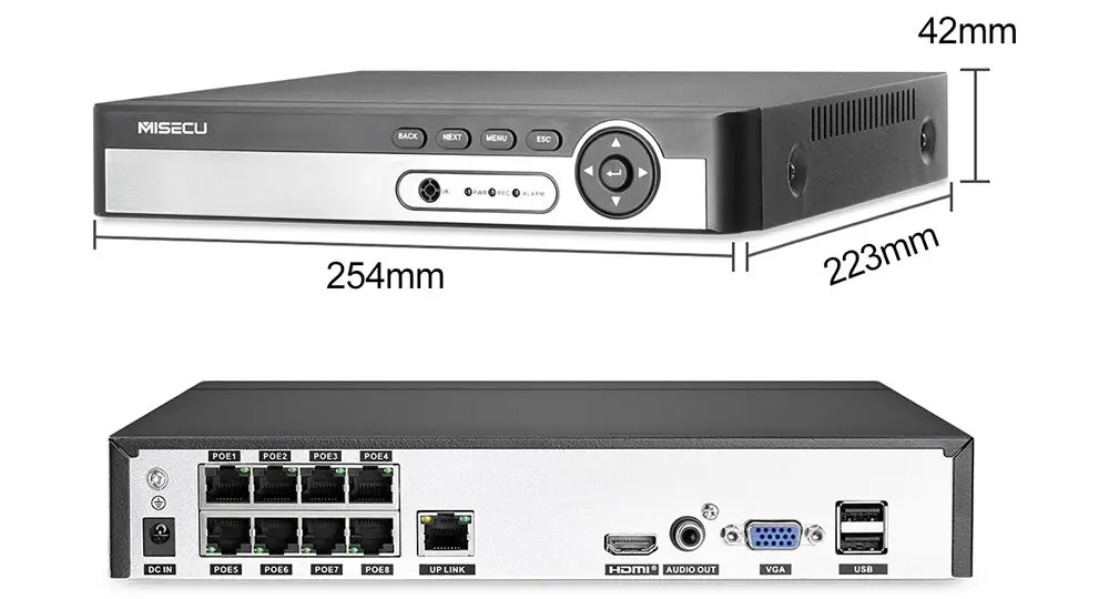 MISECU H.265 1080P CCTV система POE NVR комплект 4CH 2MP POE IP камера пуля наружная Водонепроницаемая домашняя камера наблюдения Обнаружение движения