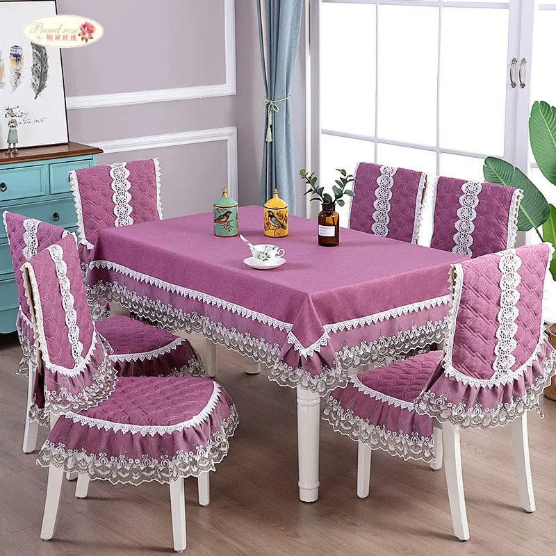 

Proud Rose Linen Round Table Cloth Solid Color Tablecloths Chair Set Cover Lace Cover Cloth Chair Cushion Table Cover Decoration