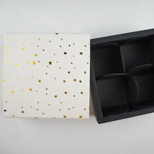 Высокое качество 8,9*8,9*3,5 см золотая звезда узор 10 Набор Подарочная коробка для шоколада День Святого Валентина коробки для хранения конфет DIY ручной работы - Цвет: box and inside paper