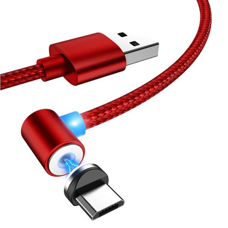 Red for Micro Магнитный зарядный кабель L-Line, светодиодный магнитный кабель на 90 градусов для iPhone X 8 7 6 Plus и кабель Micro USB и кабель usb type-C USB C - Тип штекера: Red for Micro