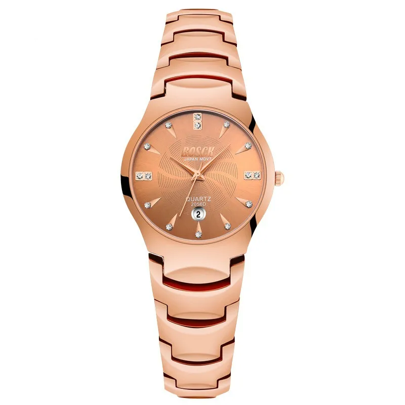 Luxury Unisex Watch Tungsten Steel Calendar Waterproof Fashion Lovers Quartz Watches Men Women Wristwatch Rhinestone Clock Gifts