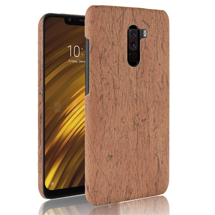 POCO F1 телефона текстура древесины ПК + PU чехол для Xiaomi задней панели