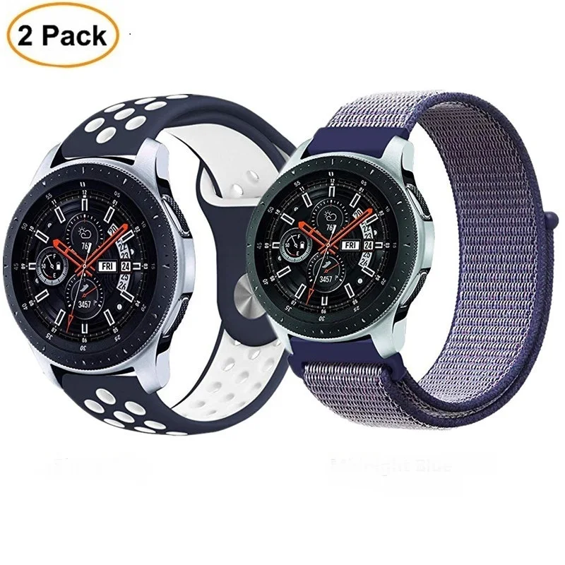 22 мм 20 мм нейлоновый ремешок + силиконовый ремешок для samsung Galaxy Watch 46 мм 42 мм Active gear S3 S2 классические Ремешки для наручных часов для huawei Watch GT
