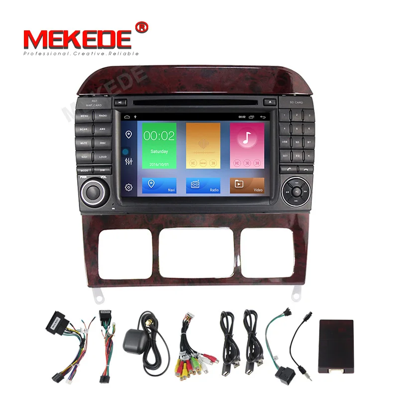 Best Mekede 2GB+32GB Car Multimedia Player DVD Andorid 9.1 For Mercedes/Benz/W220/W215/S280/S320/S350/S400 S Class GPS Radio 2