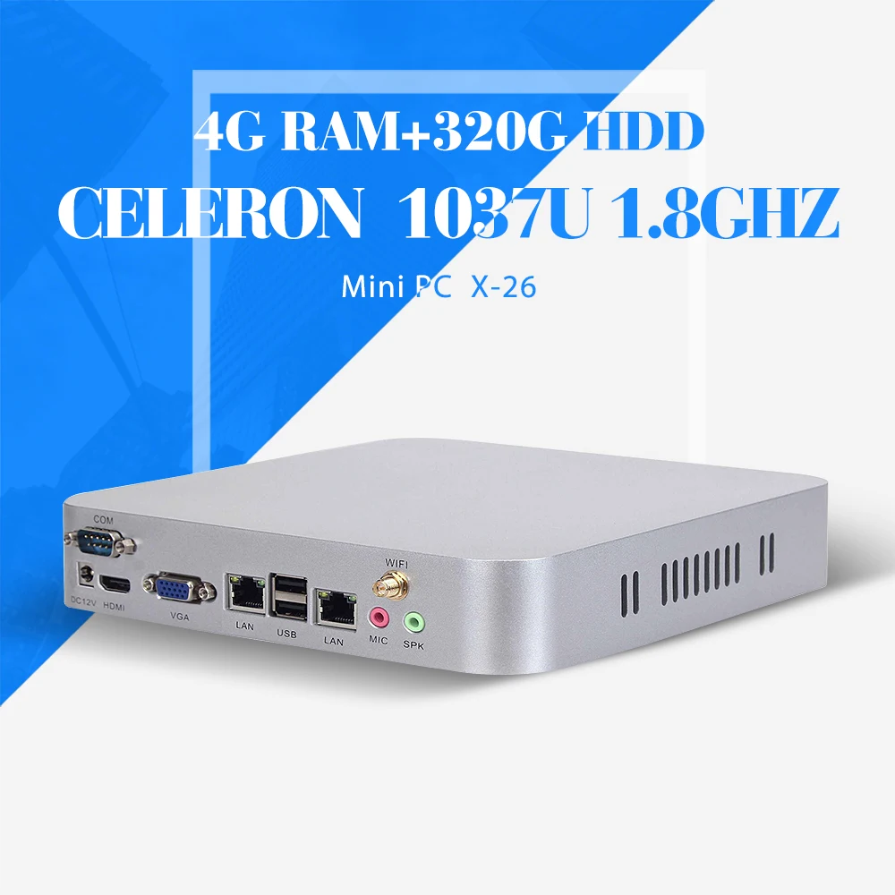 Celeron C1037U 4G RAM Cheap Mini Desktop PC Itx Computer Thin Mini PC Fan Industrial Computer Support Full Screen Movies