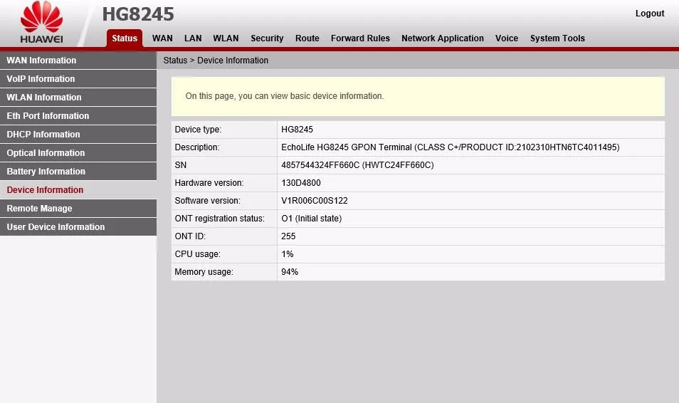 Hua Wei HG8245 GPON ONU ONT с 4GE+ 2POTS+ 1USB+ wifi применяется к FTTH режимам, Termina Gpon английская версия