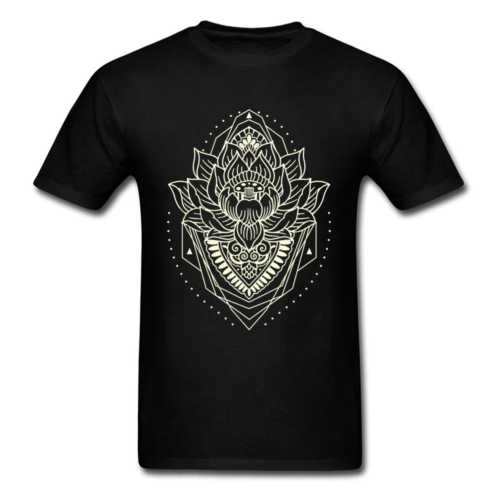 Printed holly mandala light Men T Shirts Dominant Summer Short Sleeve Crew Neck Cotton T Shirt Europe Tops & Tees holly mandala light black