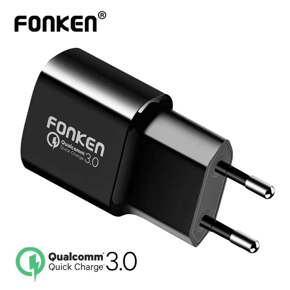 FONKEN USB Charger Quick Charge 3.0 Fast Charger QC3.0 QC2.0 18W Wall USB Adapter for Power Bank Portable Mobile Phone Charger