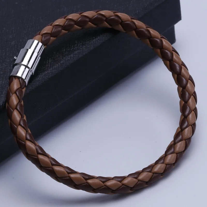 

Free Shipping 20pcs Brown 6mm Braided Genuine Leather Magnetic Bracelet, Fashion Bracelet