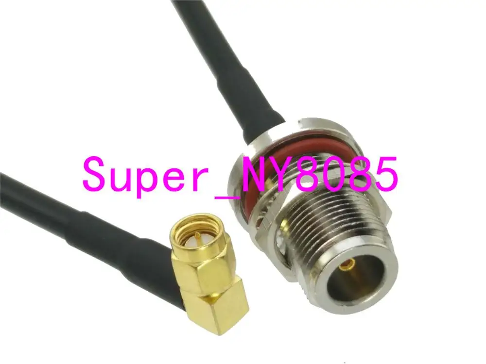 

RG58 N Female Jack Bulkhead to SMA Male Plug Right angle RF Jumper pigtail Cable 8inch~6FT