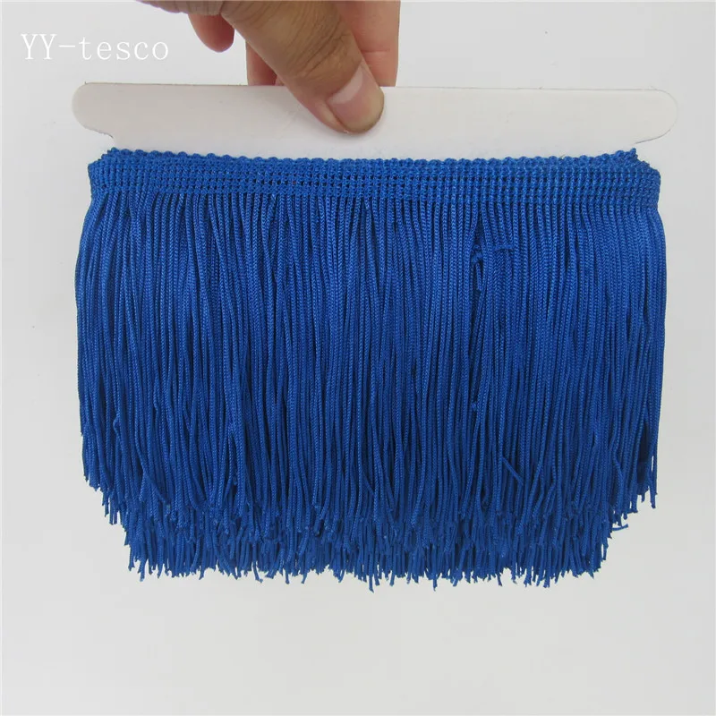 YY-tesco 1 ярдов 10 см широкая кружевная бахрома отделка кисточка бахрома отделка для DIY латинское платье сценическая одежда аксессуары кружевная лента - Цвет: Royal blue