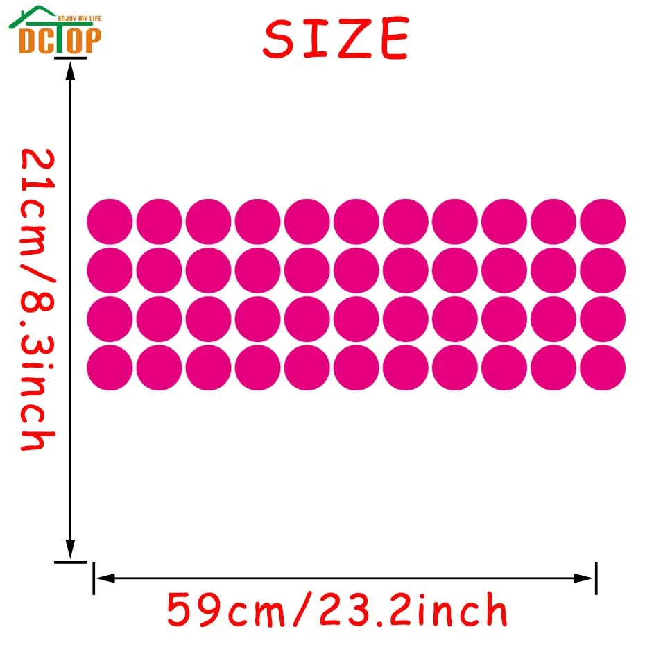 5 см, 44 шт., Наклейки на стены в Золотой горошек, сделай сам, детские комнаты, круглые обои, украшение для дома, искусство, виниловые наклейки на стены, художественные фрески - Цвет: Hot.Pink