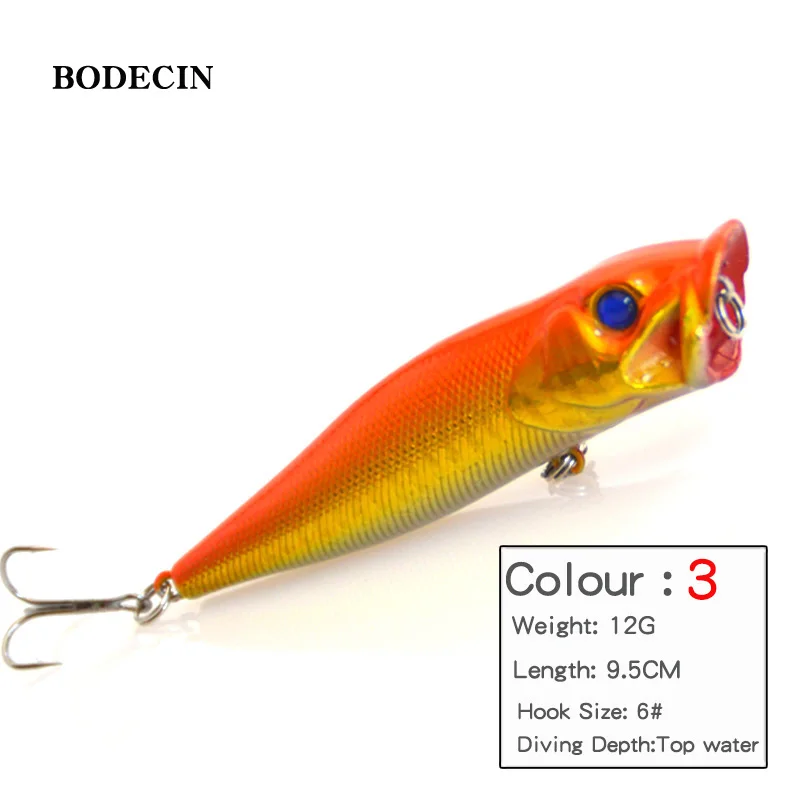 1PCS Fishing Lure Hard wobblers Bait Poper Topwater 3D Eyes Fish Popper Artificial Laser Baits 4# Hooks Tackle Floating Swimbait (11)