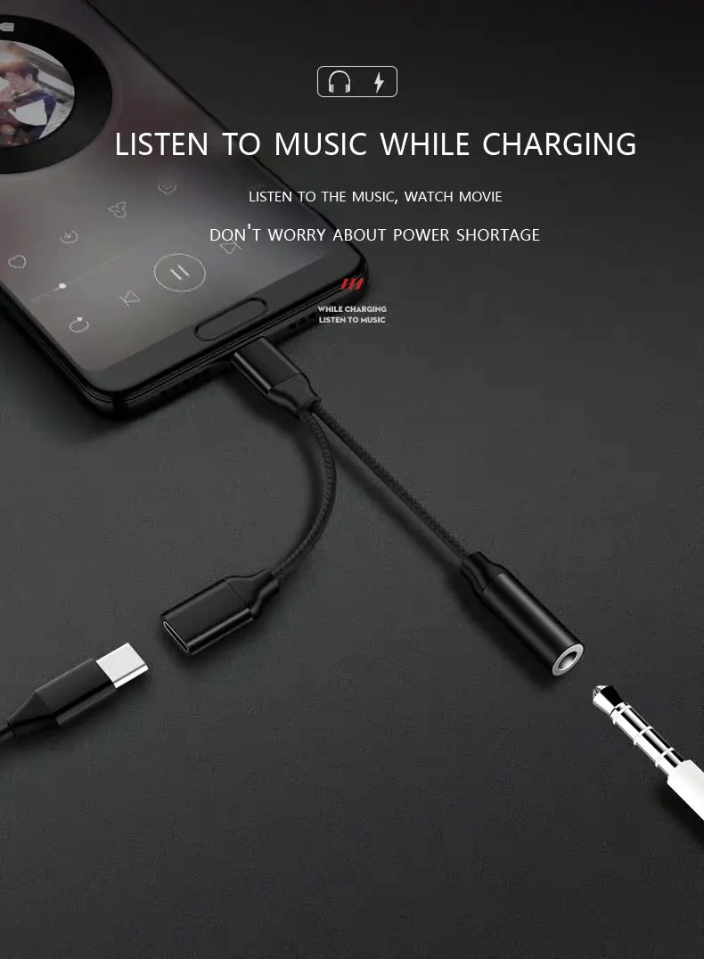 2 в 1 тип-c до 3,5 мм разъем аудио нейлон плетение usb c аудио сплиттер тип-c к usb c aux Зарядка музыка для xiaomi huawei телефон