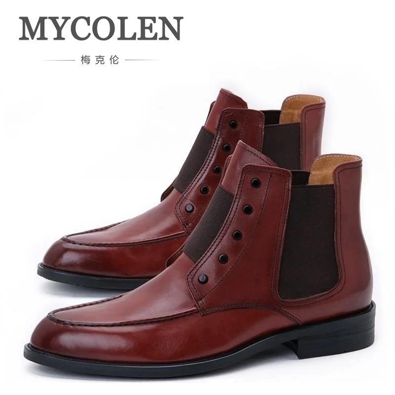 

MYCOLEN Ankle Boots Autumn Men's Motorcycle Boots Winter Comfortable Business Blue Men Shoes Motorlaarzen Mannen