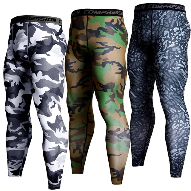 Pantalones de compresi n de marca para correr de hombres mallas deportivas de camuflaje para entrenamiento