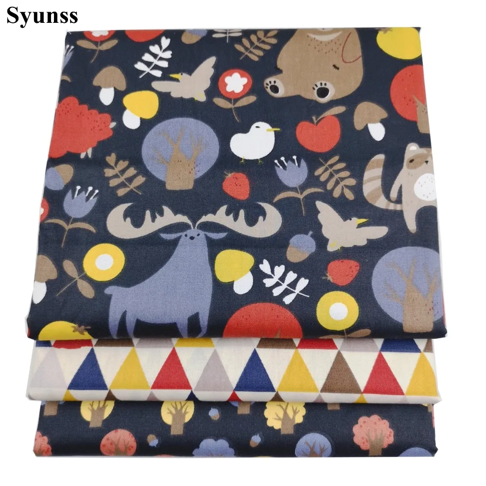

Syunss Diy Patchwork Cloth For Quilting Baby Cribs Cushions Dress Sewing Tissus Animal Forest Printed Twill Cotton Fabric Tecido