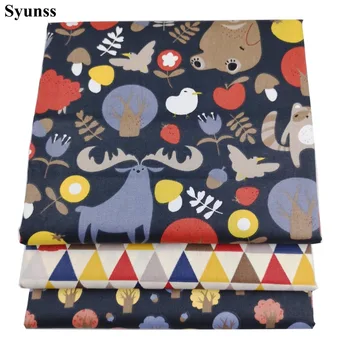 

Syunss Diy Patchwork Cloth For Quilting Baby Cribs Cushions Dress Sewing Tissus Animal Forest Printed Twill Cotton Fabric Tecido