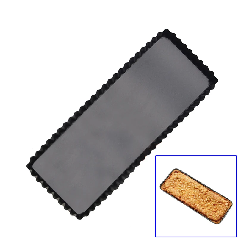 

Cake Pans Rectangle Fluted Pie Tart Pan Mold 14 Inch Bakeware Dishes Baking Non-Stick Quiche Tool With Removable Bottom FBE3