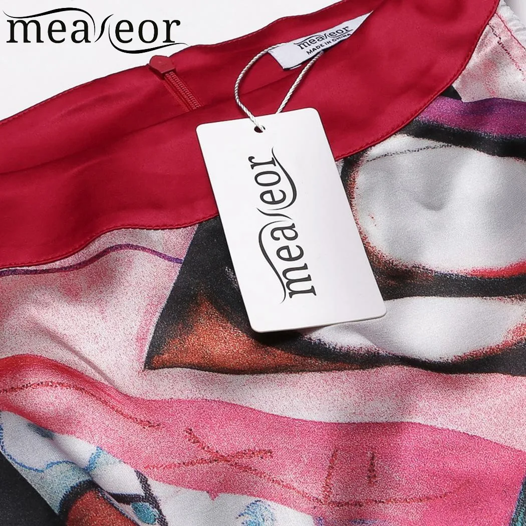 Meaneor принт атласное мини платье карандаш без рукавов посылка бедра тонкие