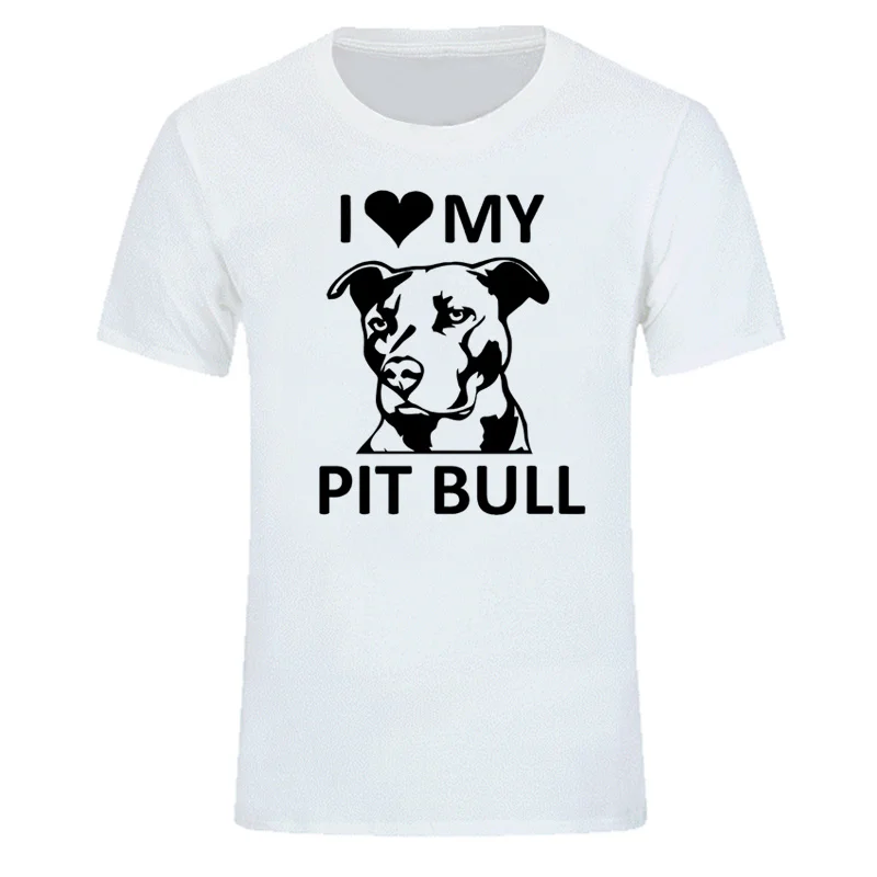 I (Cuore) Il Mio Pitbull T-Shirt (I Love My Pitbull Tee, Pit Bull Mens Camicette Manica Corta Stampa Uomini Della Maglietta Top Tee Formato Di Ue