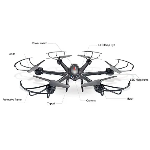 

MJX X601H 2.4Ghz 6-axis Gyro 3D Roll Quadcopter Wireless and HD Video Real-time WiFi FPV Camera-Black