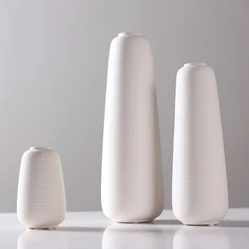 

Creative White Plain Brushed Fashion Ceramic Vase Ornaments Nordic HydroponicFlower Vase Desktop Crafts Home Decor Wedding Gifts