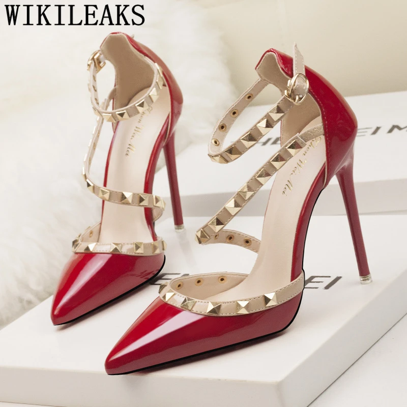 

high heels sandals women rivet wedding shoes bride mary jane shoes for women stiletto tacones altos mujer sexy fetish high heels