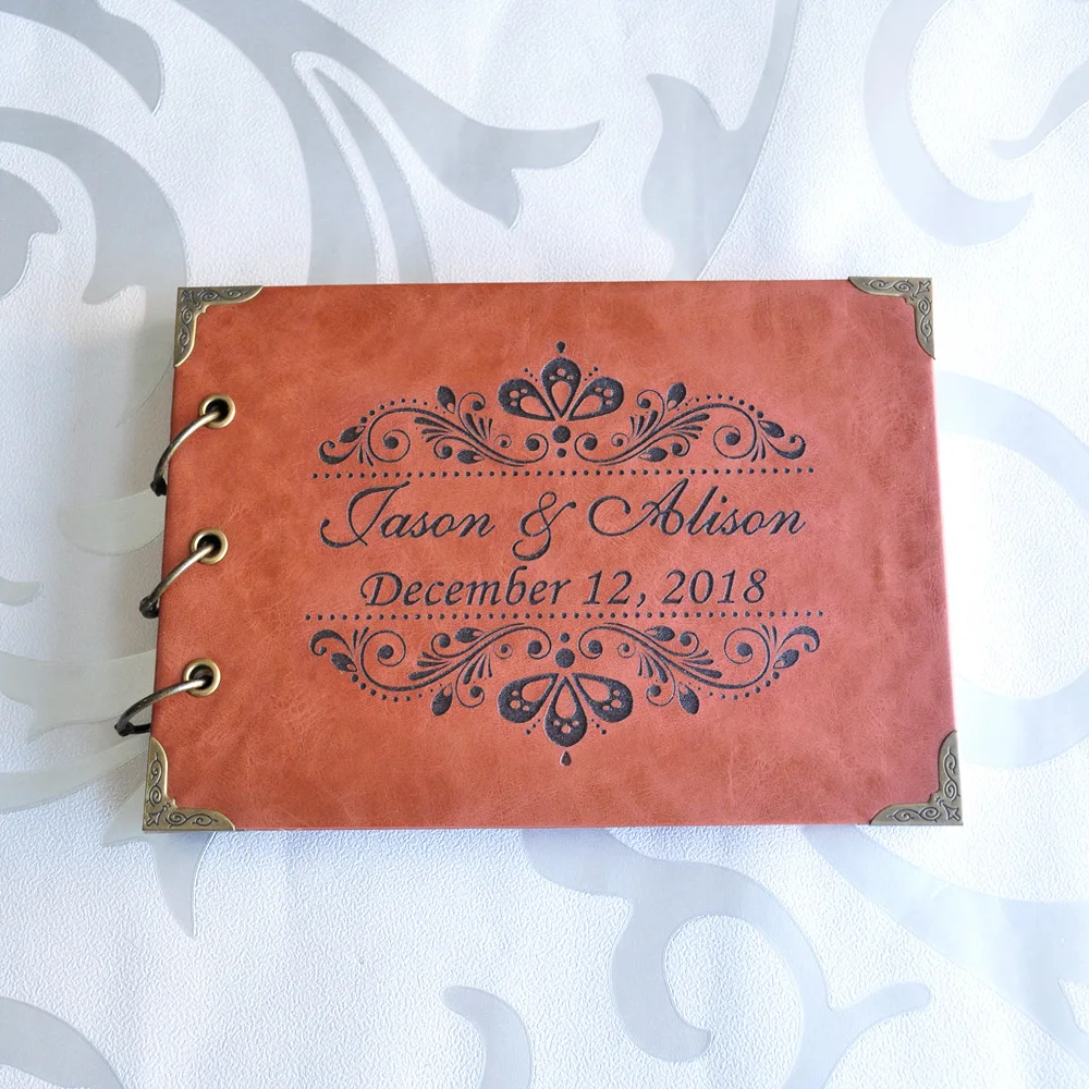 Персонализированная Свадебная Гостевая книга формата А5 рустикальный подарок на свадьбу Свадебная книга для приема на заказ кожаная Гостевая книга