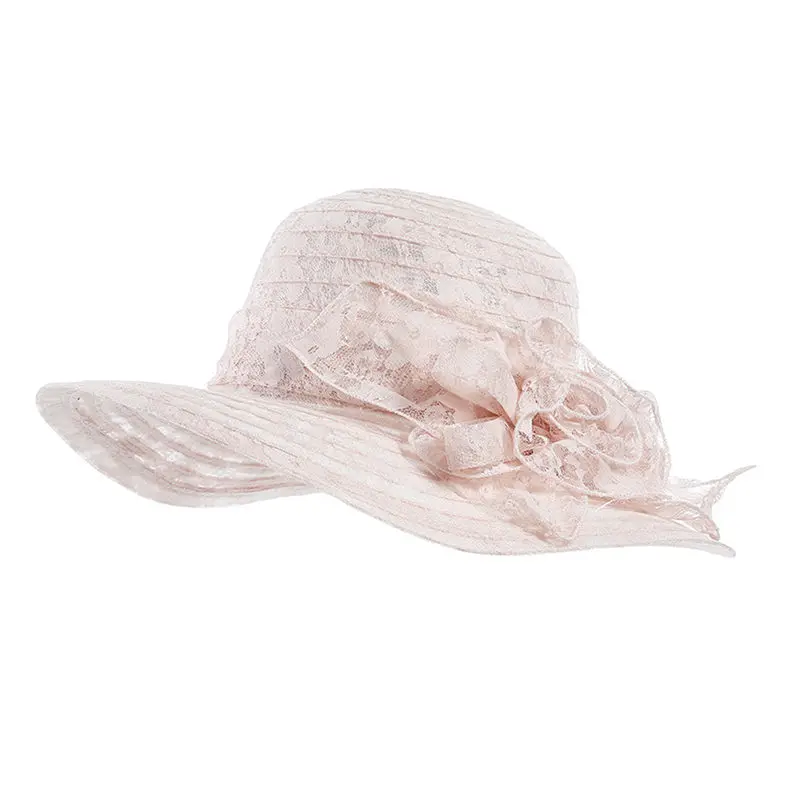 Kajeer Srombreros, женские летние шляпы, официальная шляпа, для церкви, свадьбы, путешествия, козырек, темно-синее кружево, полый цветочный узор, женская шапка - Цвет: Pink