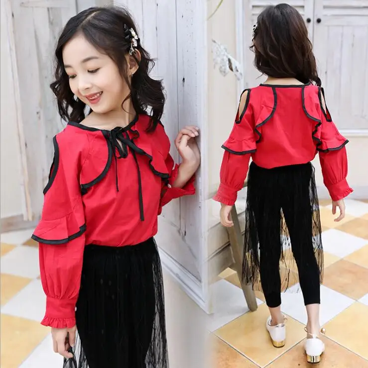 

2019 Korean style girls ruffles shirt fashion spring girls blouse 4-9t B130