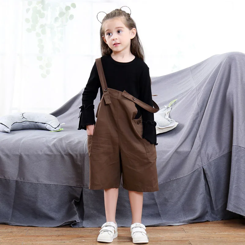 

New Summer Toddler Overalls Baby Suspender Pants Solid Overalls Brown Girls Cute Overalls Pants For Kids3-10T